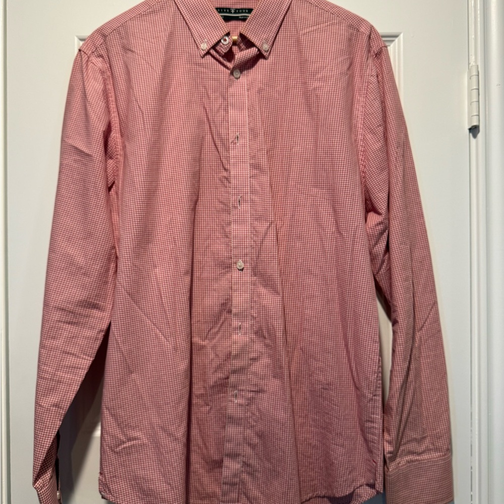 Five Four Men's Casual Pink Checkered Shirt